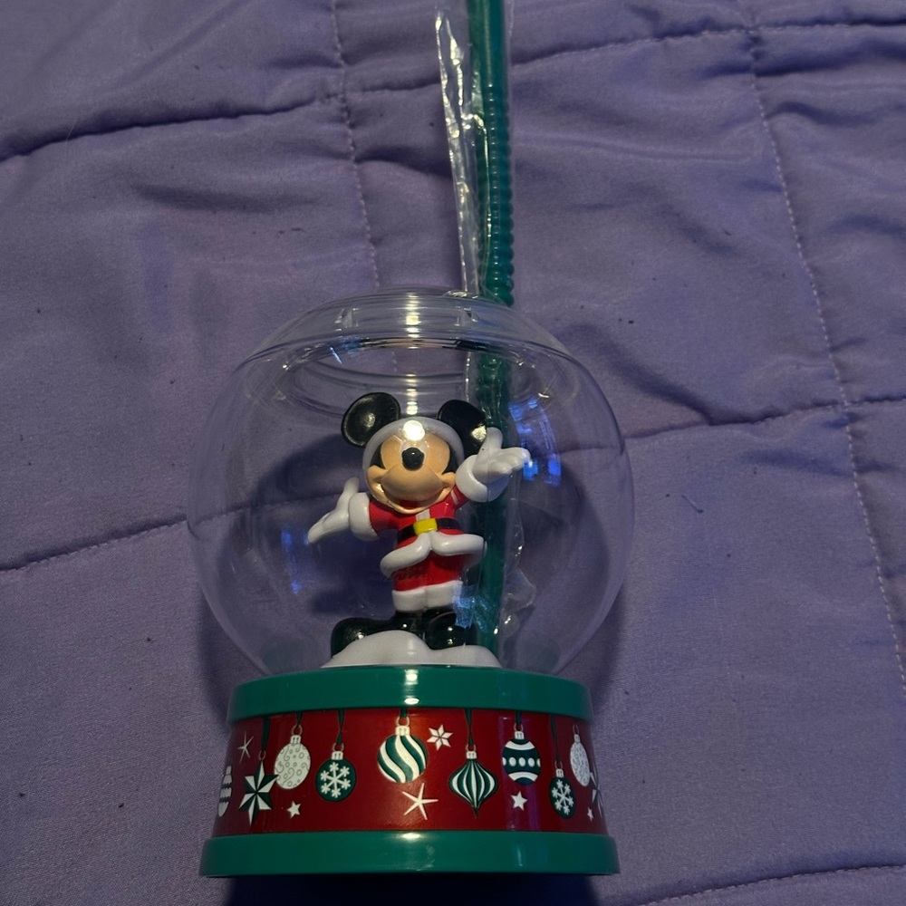 Disney Mickey Mouse Holiday Tumbler with Straw - Red and Green